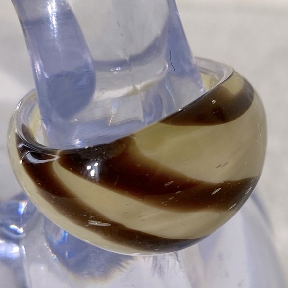 Vintage Art Glass Handmade Cream Brown Band Ring - Picture 6 of 11